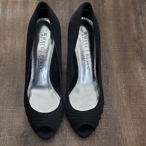 White House Black Market Satin Peep Toe Heels